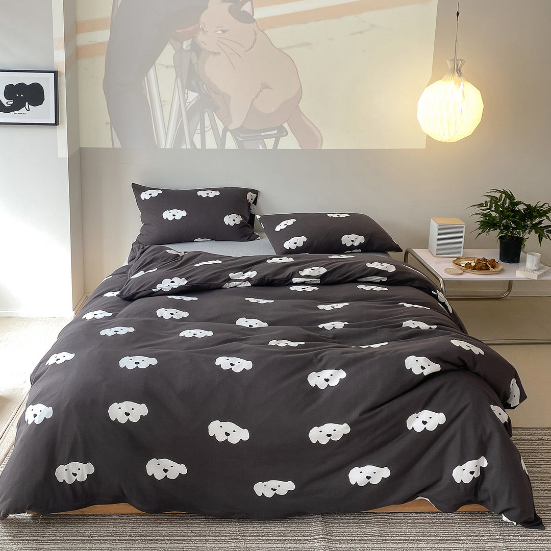 Cartoon Bear Print Duvet Cover and Pillowcase Set