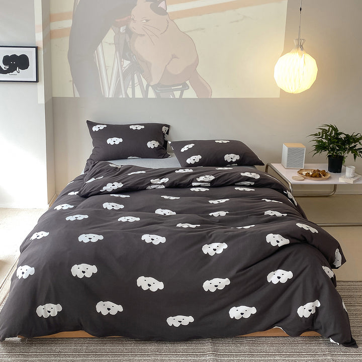 Cartoon Bear Print Duvet Cover and Pillowcase Set