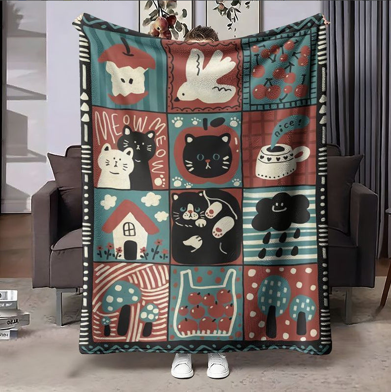 Cozy Cartoon-Themed Fleece Blanket
