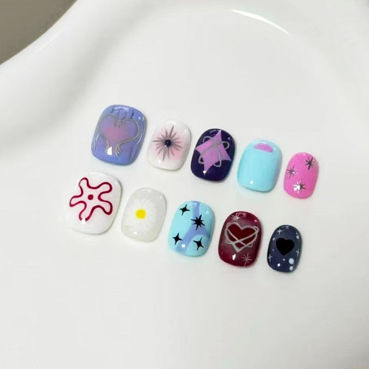 Artistic Cat-Themed Press-On Nail Art Set Stornfield