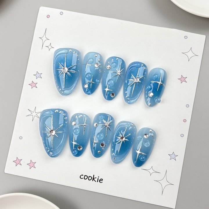 Decorative Press-On Nail Art Set with Star Accents