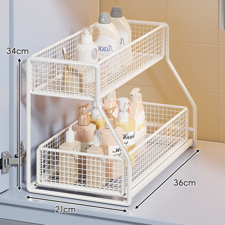 Multi-Level Pull-Out Mesh Under-Sink Organizer with Slide Rails