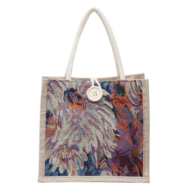 Floral Embroidered Tote Bag