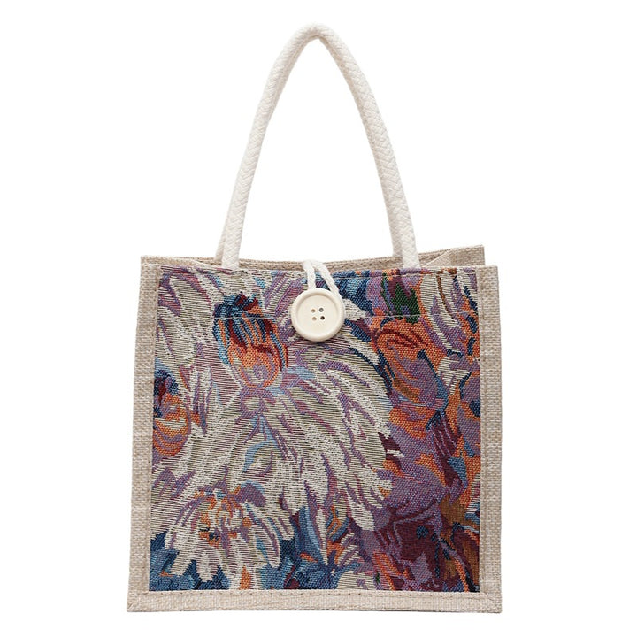 Floral Embroidered Tote Bag