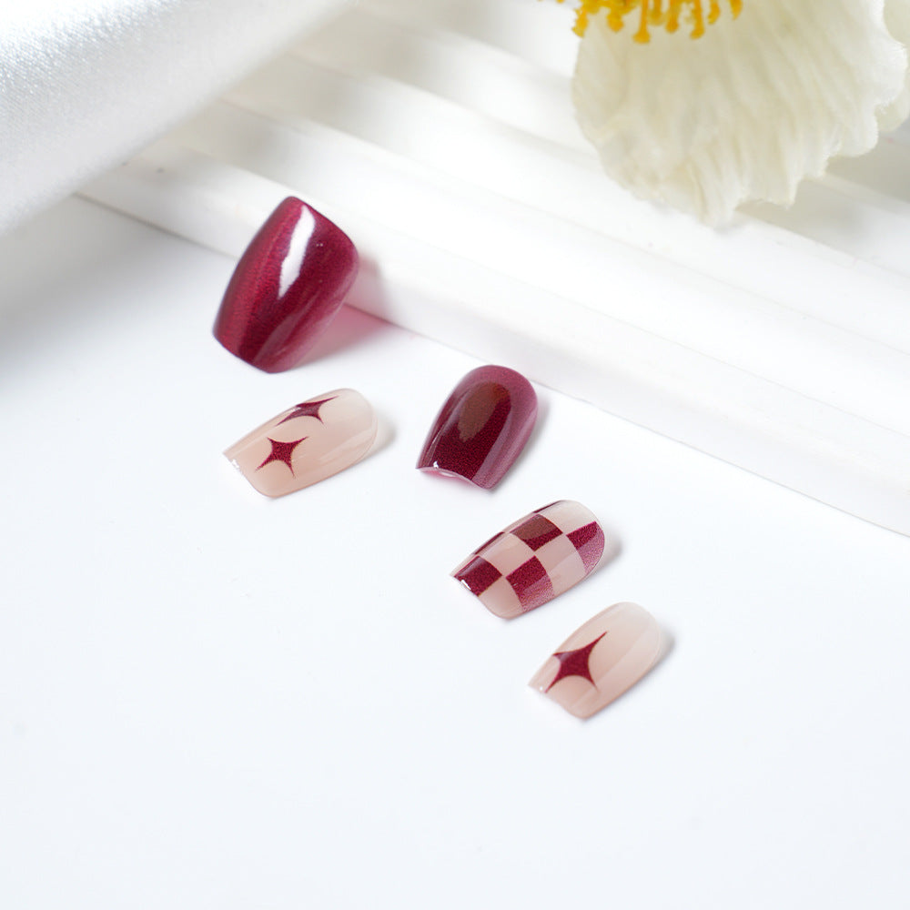 Artistic Press-On Nail Set with Unique Geometric Designs Stornfield