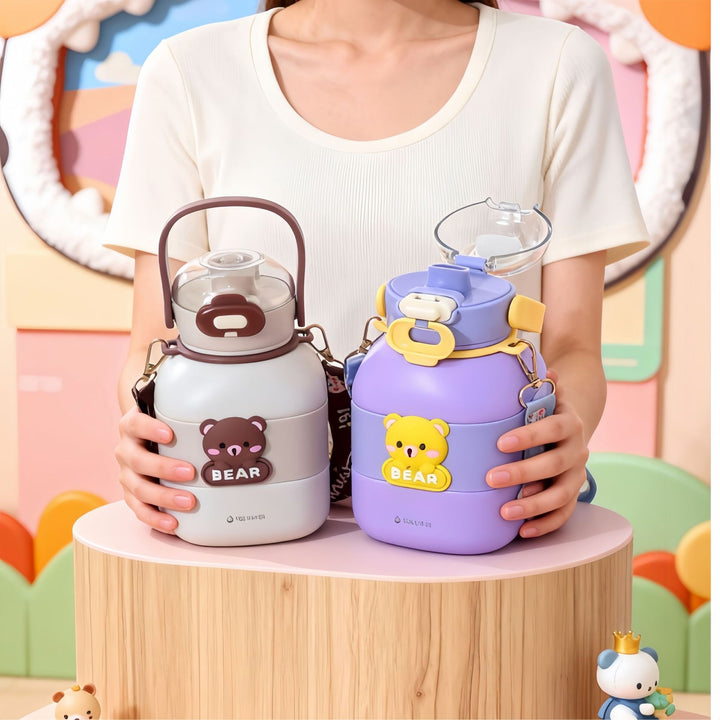 Ladies Insulated Drinking Bottle with Integrated Carry Strap and Animal Motif Stornfield