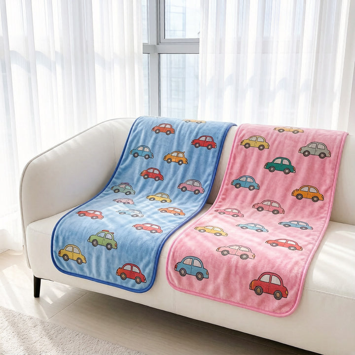 Fun Car-Themed Fleece Throw Blanket