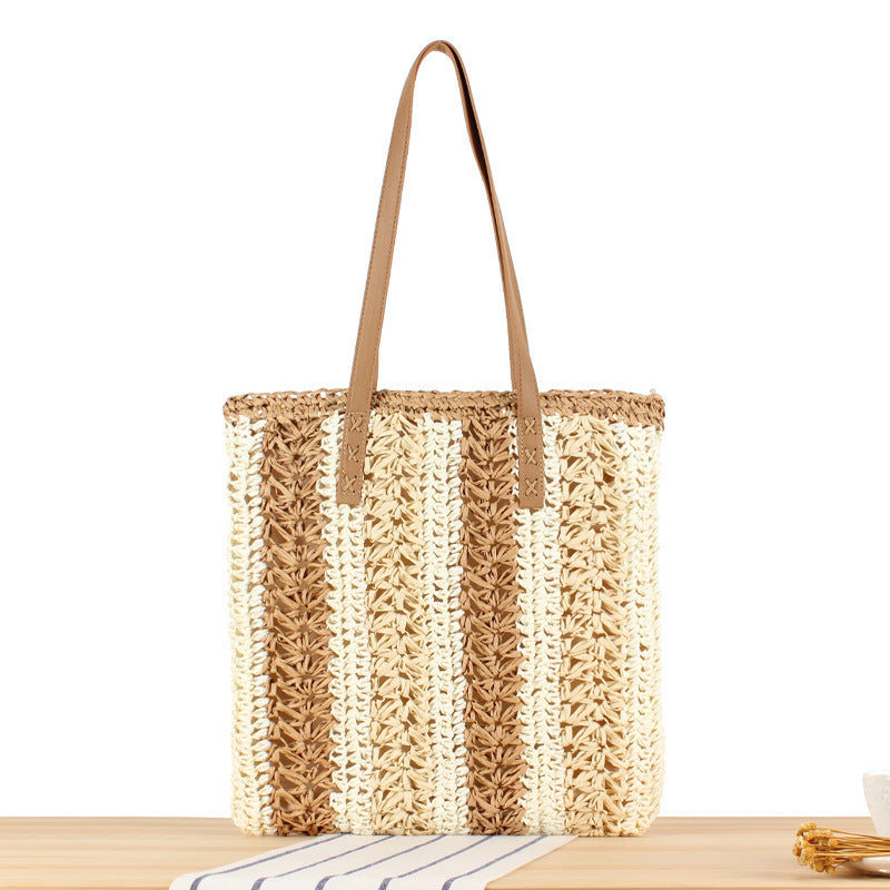 Braided tote bag with elegant leather handles Stornfield