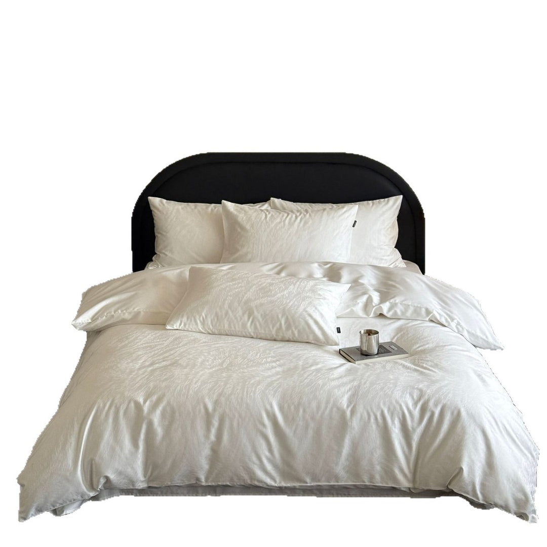 Premium bedding set made of washed cotton satin with a matte silky finish