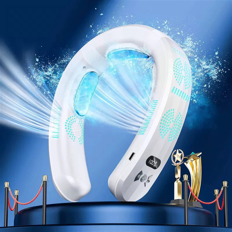 Unisex One Size Hands-Free Portable Neck Cooling Fan with LED Display and Adjustable Airflow Stornfield