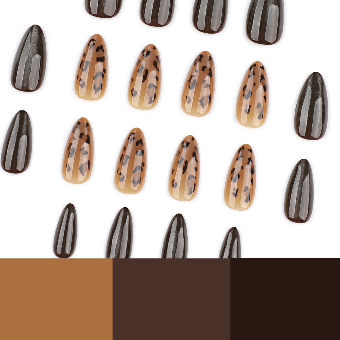Artful nail extensions with unique leopard pattern and shine Stornfield