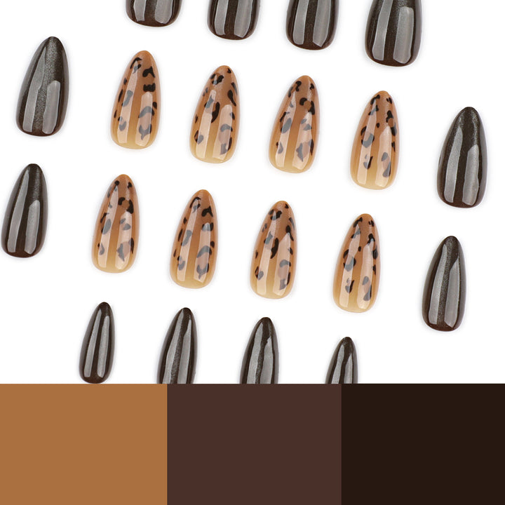 Artful nail extensions with unique leopard pattern and shine Stornfield