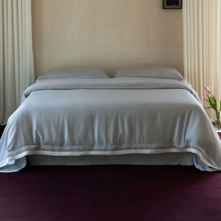 Luxury Cotton Sateen Duvet Cover Set with Hemstitch Border