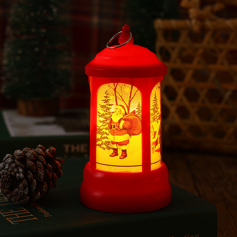 Nostalgic Christmas lantern with glowing Santa Claus motif Stornfield