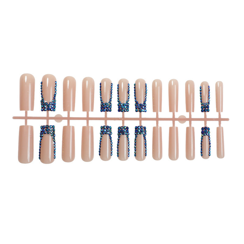 Designer Press-On Nail Set with Rhinestone Accents Stornfield