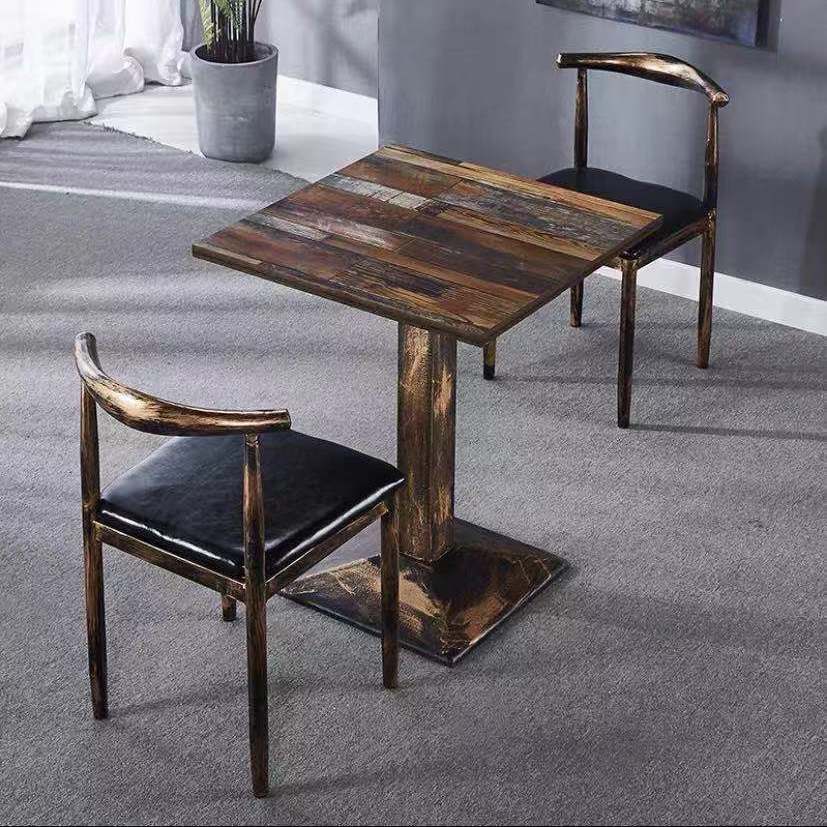 Vintage dining table with custom license plate design Stornfield