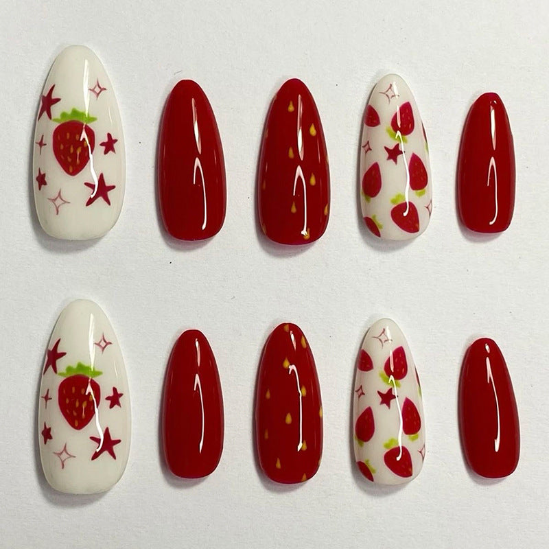 Nail art with fruity strawberry designs and shine Stornfield