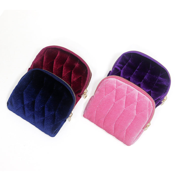Luxurious Quilted Velvet Makeup Pouch