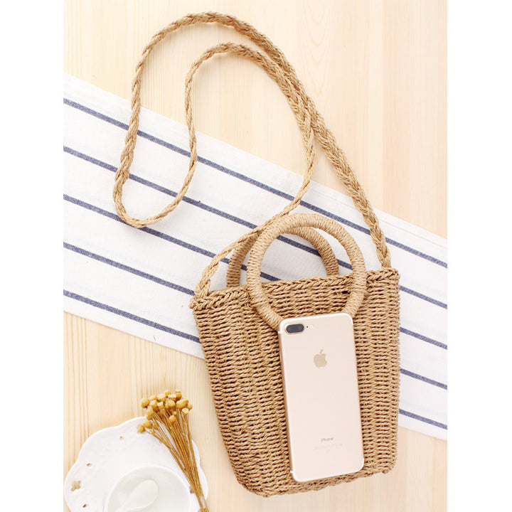 Braided Bast Shoulder Bag with Round Handle Stornfield