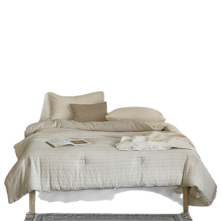 Textured Cotton Sateen Duvet Cover Set with Subtle Floral Jacquard and Button Closure