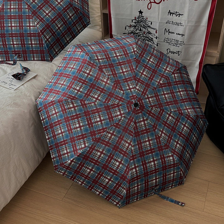 Women's Folding Umbrella in Modern Check Pattern Stornfield