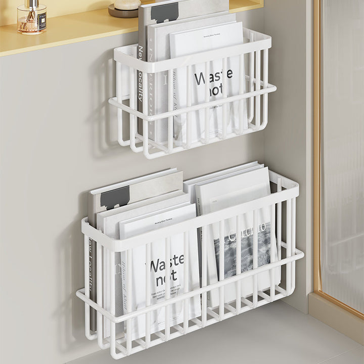 Slim Modular Wall-Mounted Rust-Resistant Metal Magazine and Document Basket