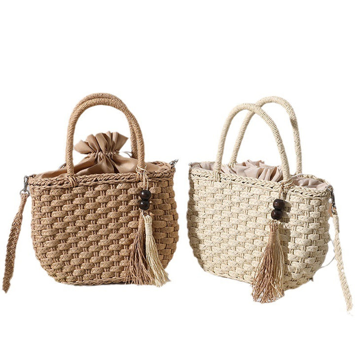 Handcrafted Macrame Tote Bag with Decorative Drawstring Stornfield