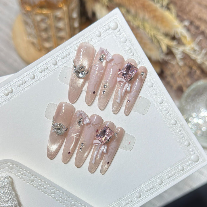 Ornate Rhinestone-Embellished Stiletto Press-On Nails Stornfield