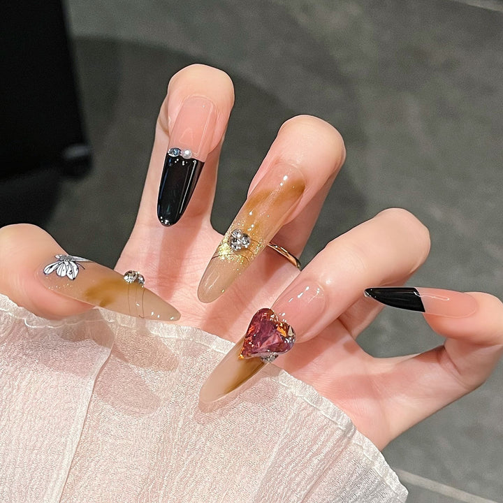 Artistic 3D Butterfly and Gem Nail Extensions Stornfield