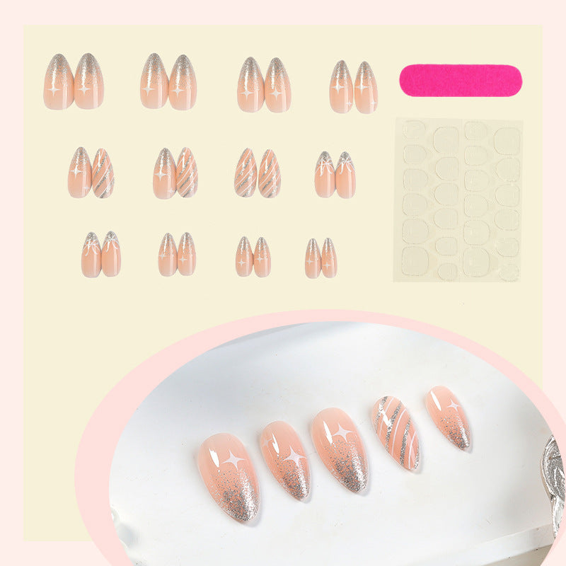 Elegant artificial nail set with glitter accents Stornfield