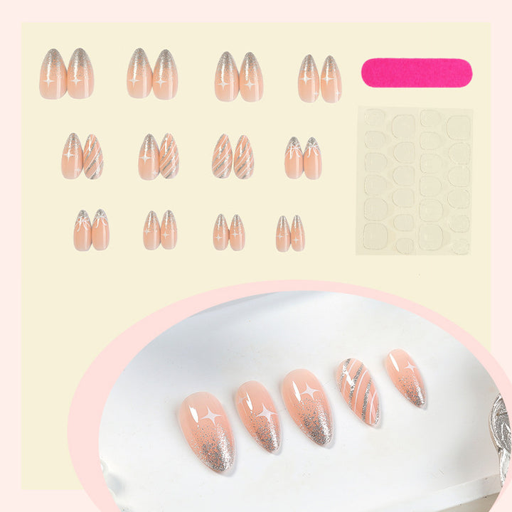 Elegant artificial nail set with glitter accents Stornfield