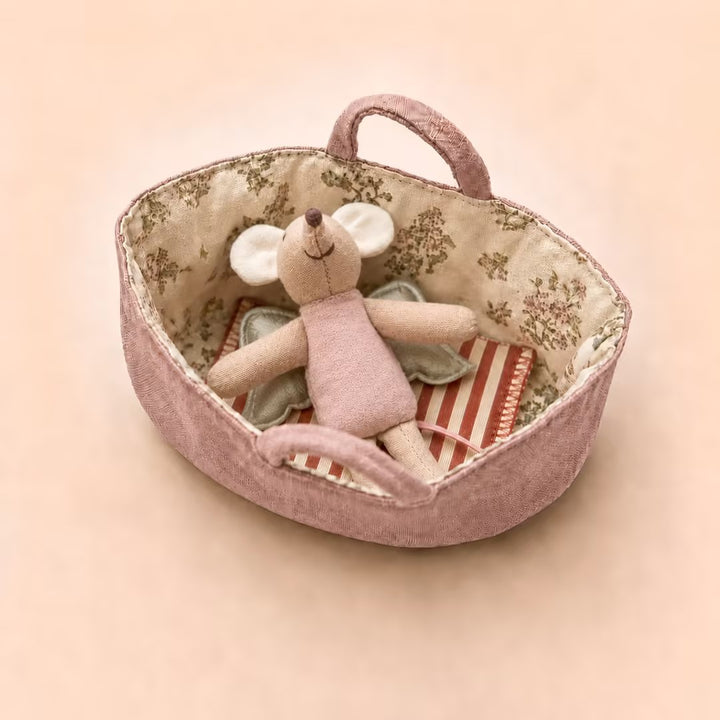 Fabric Nursery Storage Basket with Padded Handles and Floral Lined Interior