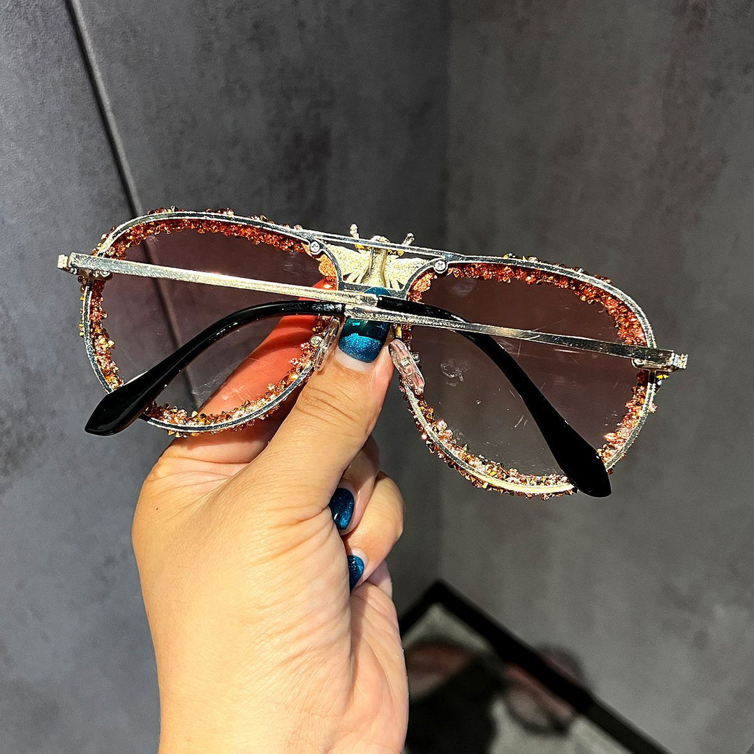 Women Glamorous Oversized Sunglasses with Unique Decorative Frame Stornfield