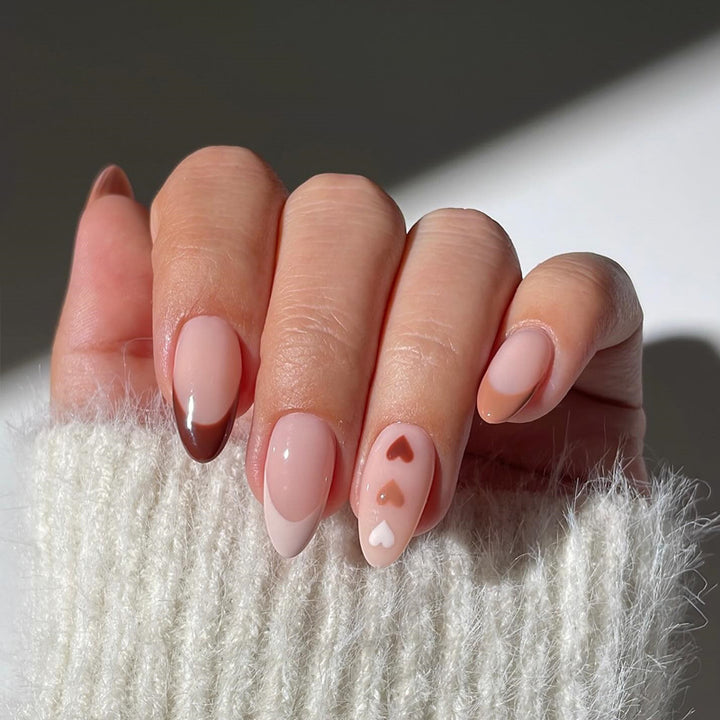 Artistic Heart-Embellished Press-On Nail Set Stornfield
