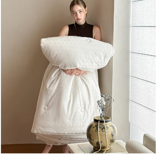 Button-Tufted Quilted Down-Alternative Comforter and Plush Pillow Set