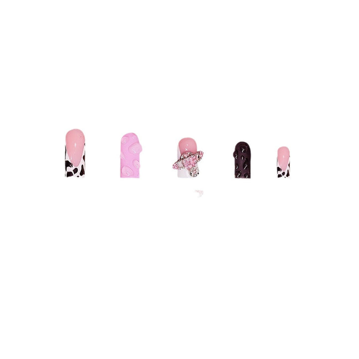Decorative 3D Press-On Nail Art with Gemstone Accents Stornfield