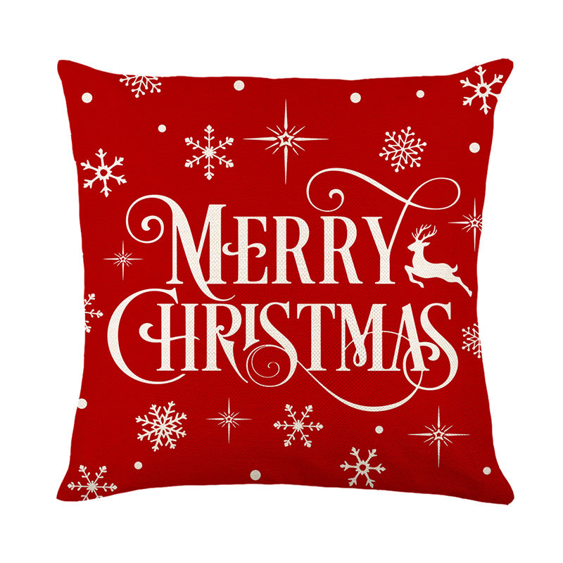 Festive Holiday Decorative Throw Pillow Cover Linen-Finish Christmas Tree Pattern
