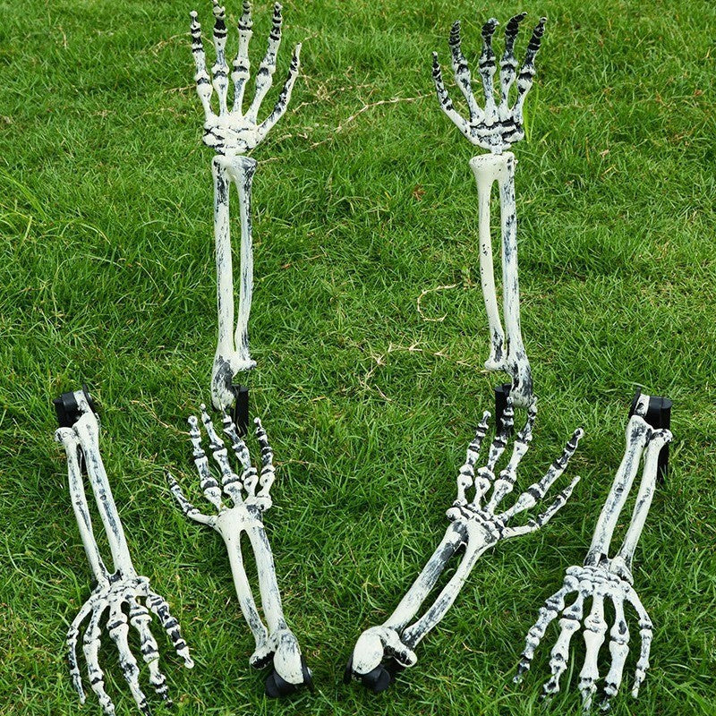 Movable skeleton hand earth spikes for Halloween garden decoration made of weatherproof plastic
