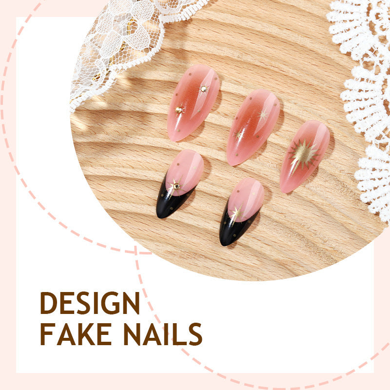 Artificial nail set with handcrafted floral and glamorous decorations Stornfield