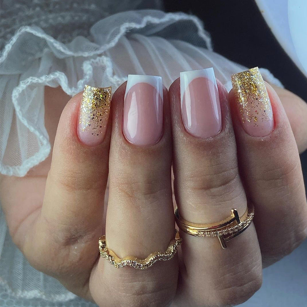 Glamorous nail extensions with sparkling accent Stornfield