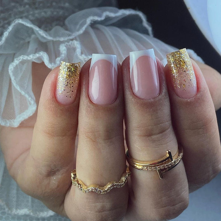 Glamorous nail extensions with sparkling accent Stornfield