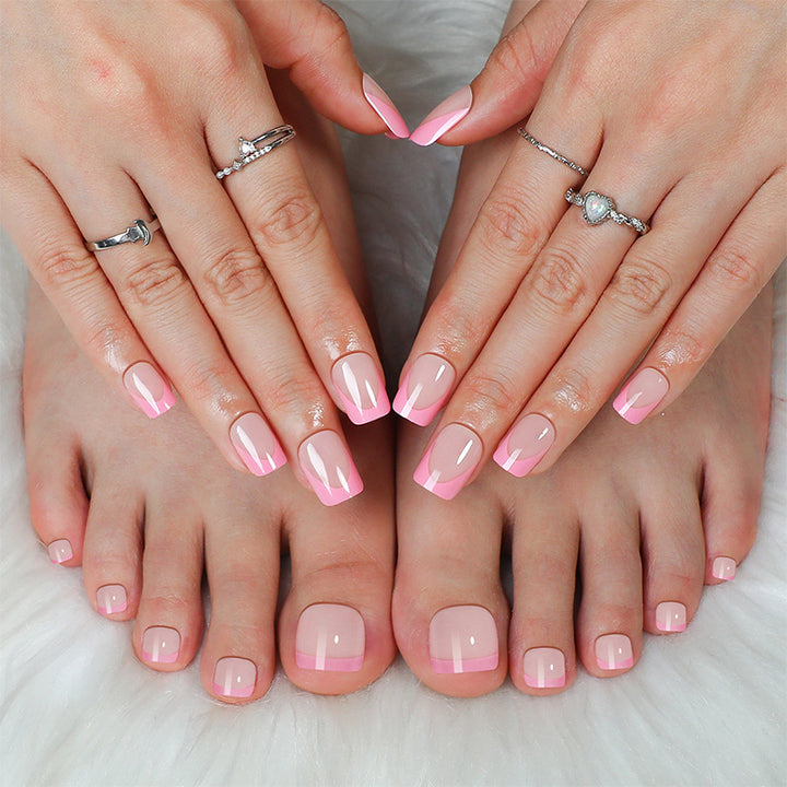 Premium French Tip Press-On Nails Set with Elegant Gradient Design Stornfield