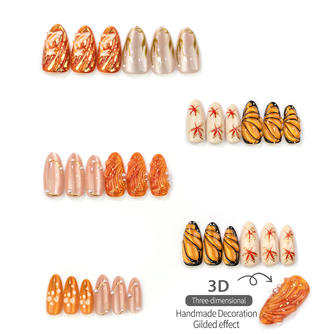 Artistic Autumn-Themed Manual Nail Art Set