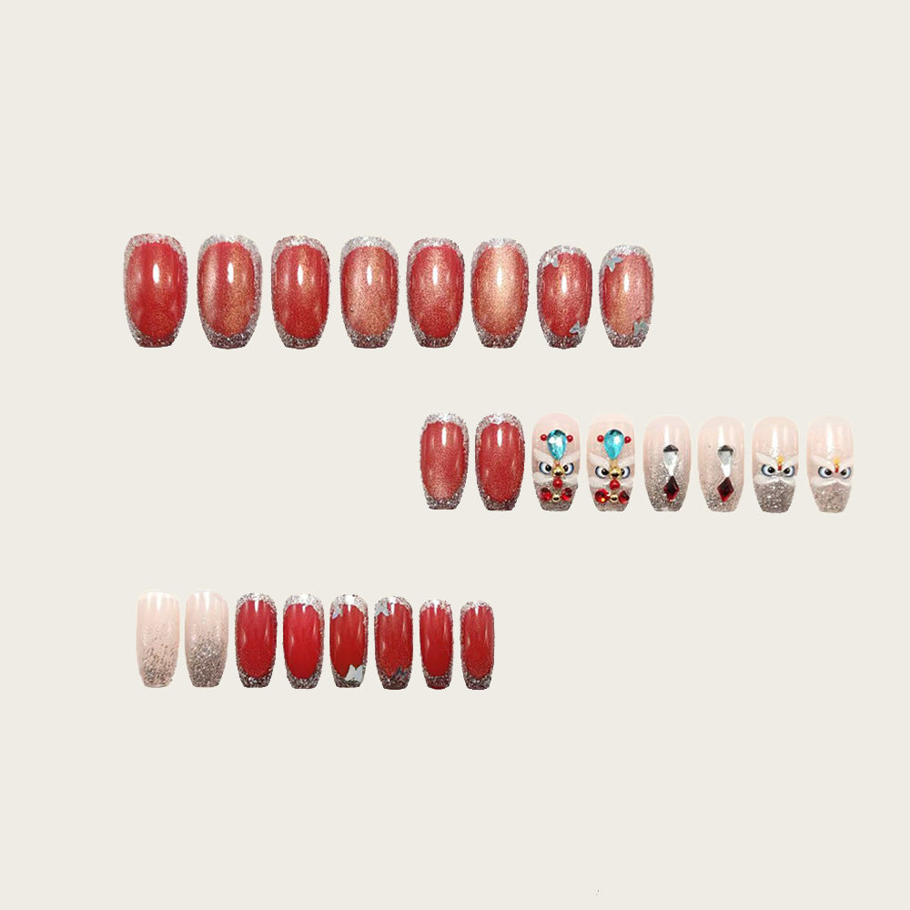 Artificial nails with glitter and gemstone applications Stornfield