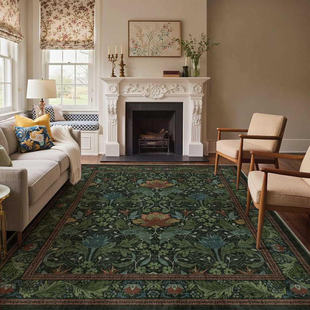 Luxurious Botanical Design Area Rug