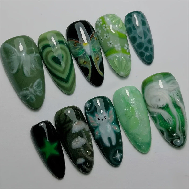Artistic Cartoon-Themed Press-On Nail Art Set Stornfield