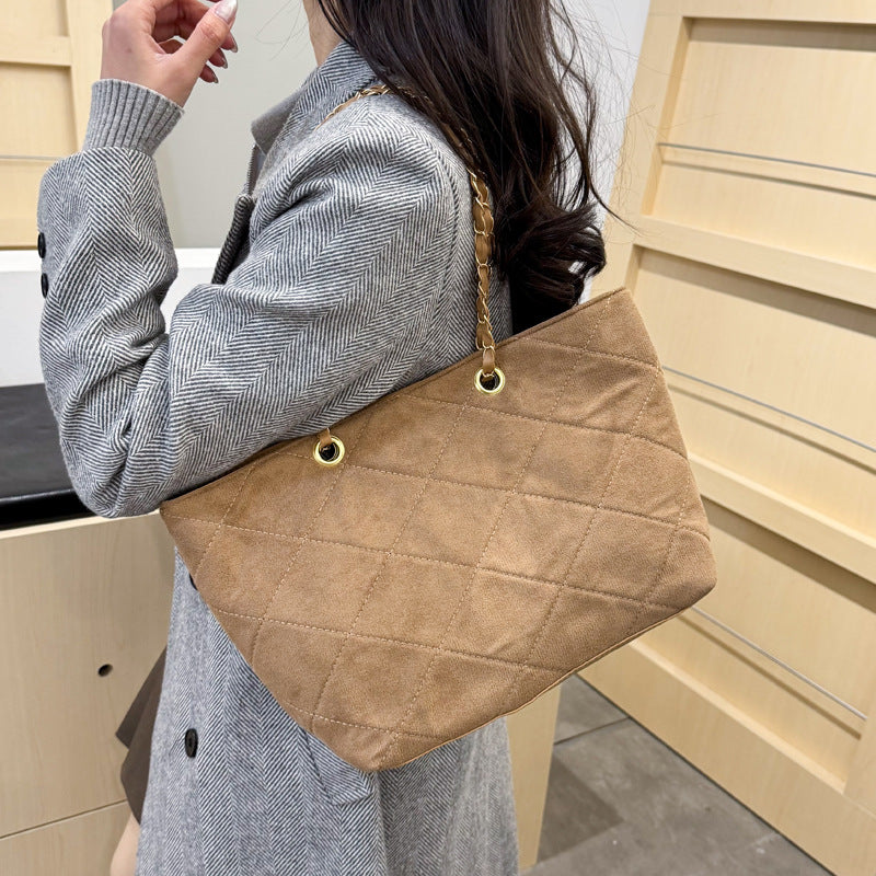 WoQuilted Suede Shopping Tote Stornfield