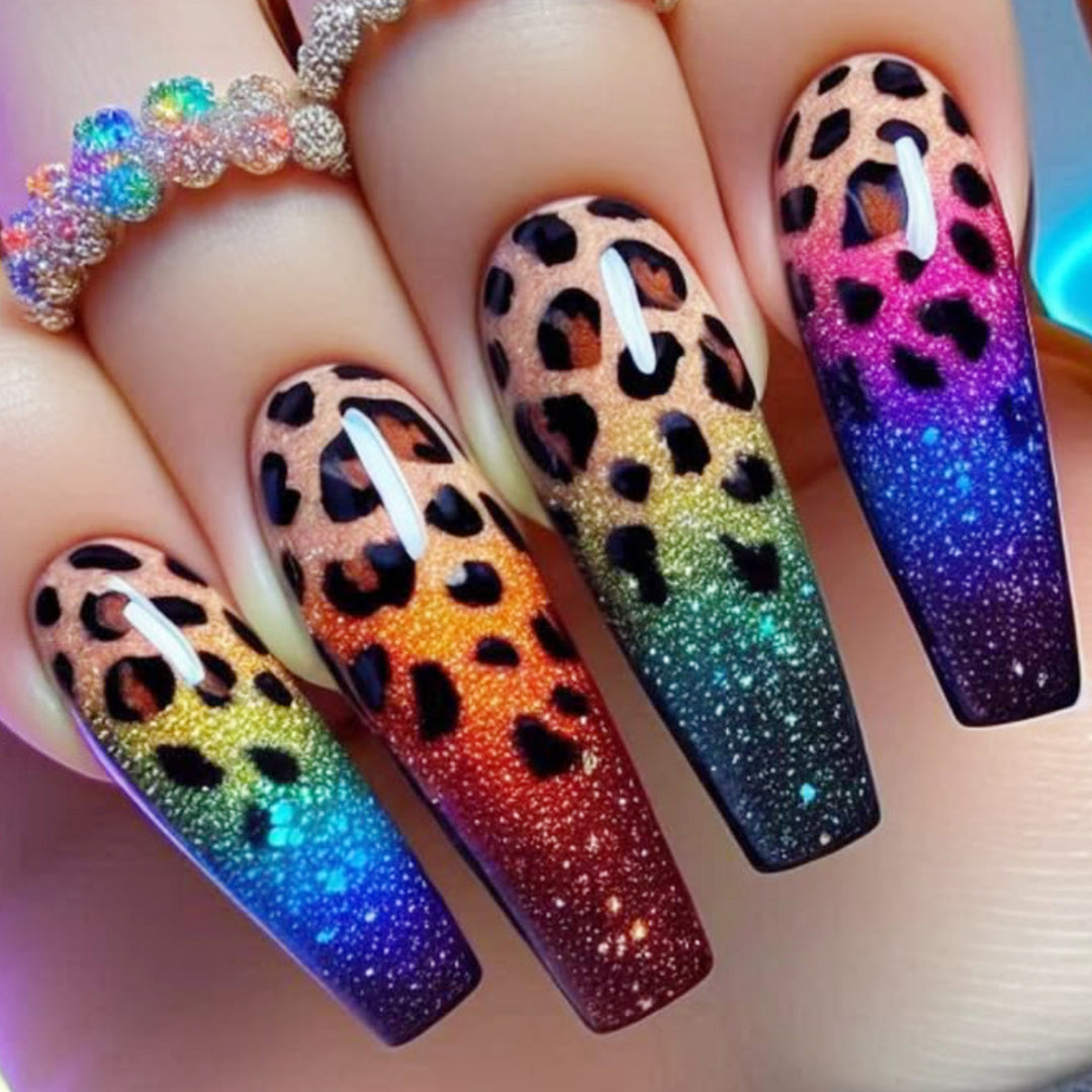 Ombre Leopard Print Nail Art Extensions Stornfield