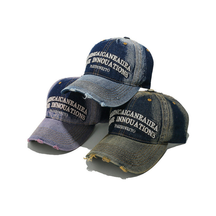 Women's Distressed Denim Graphic Baseball Cap Stornfield