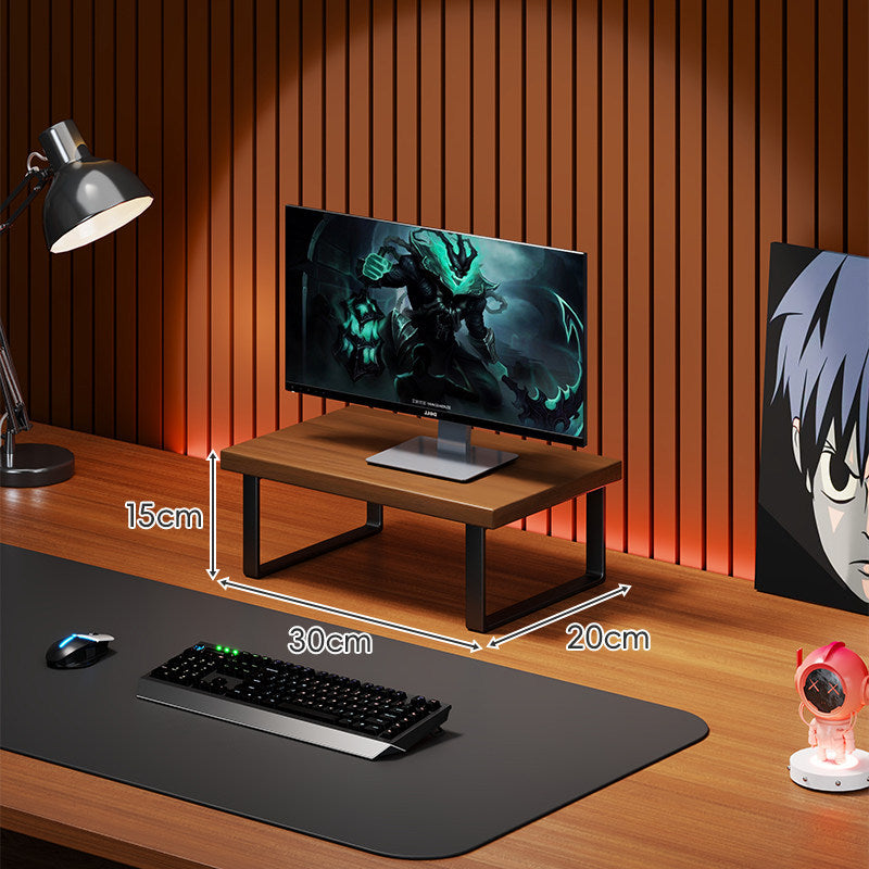 Solid Wood Monitor Riser with Minimal U-Frame Metal Legs